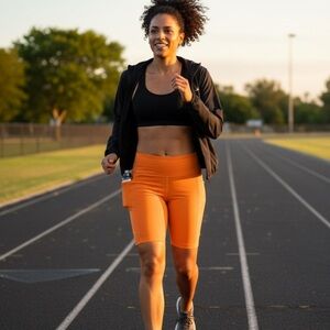 Outdoor Voices Sz M Orange Side Pockets Bike Short